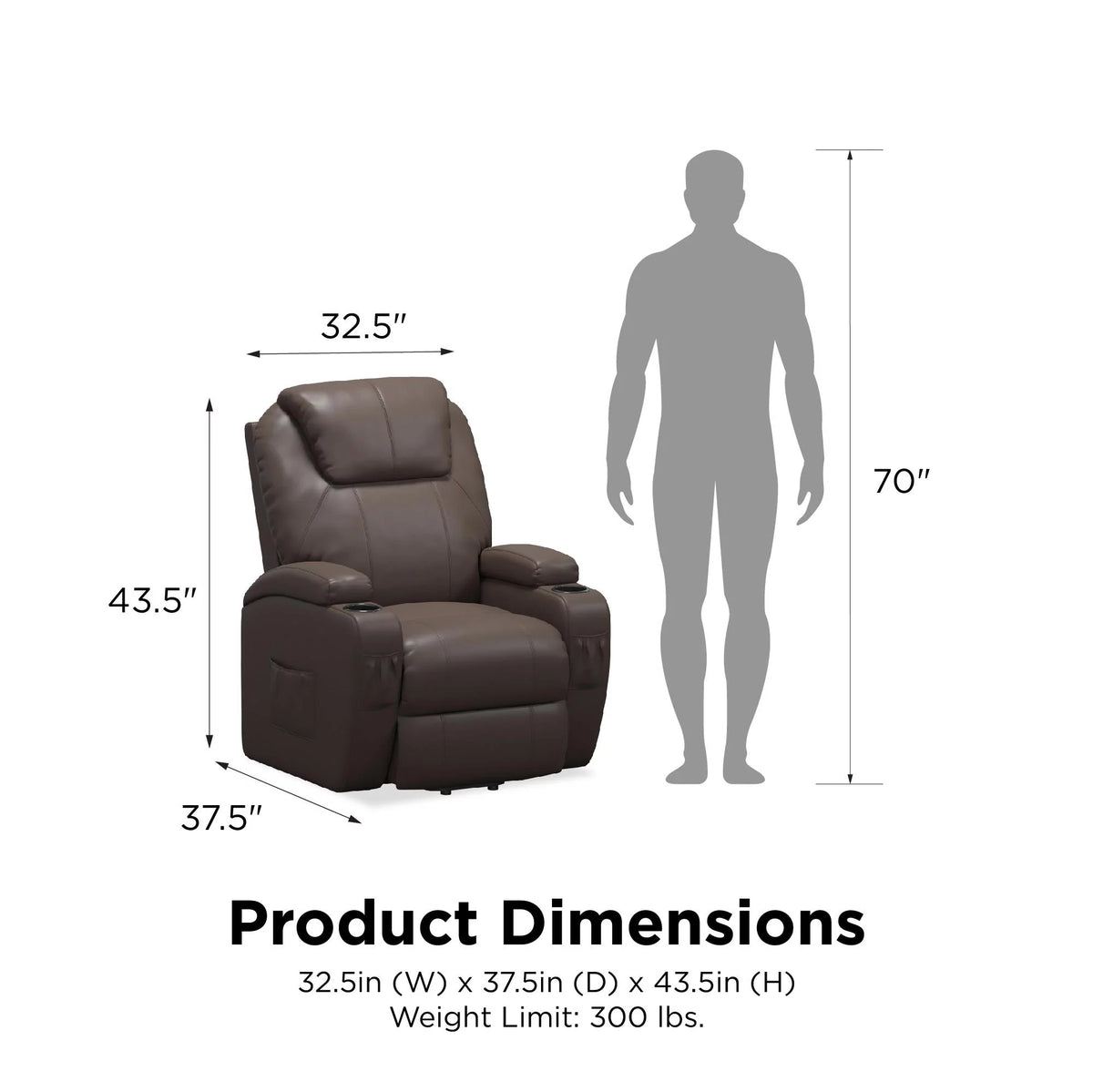Brown Faux Leather Power Lift Recliner Y888