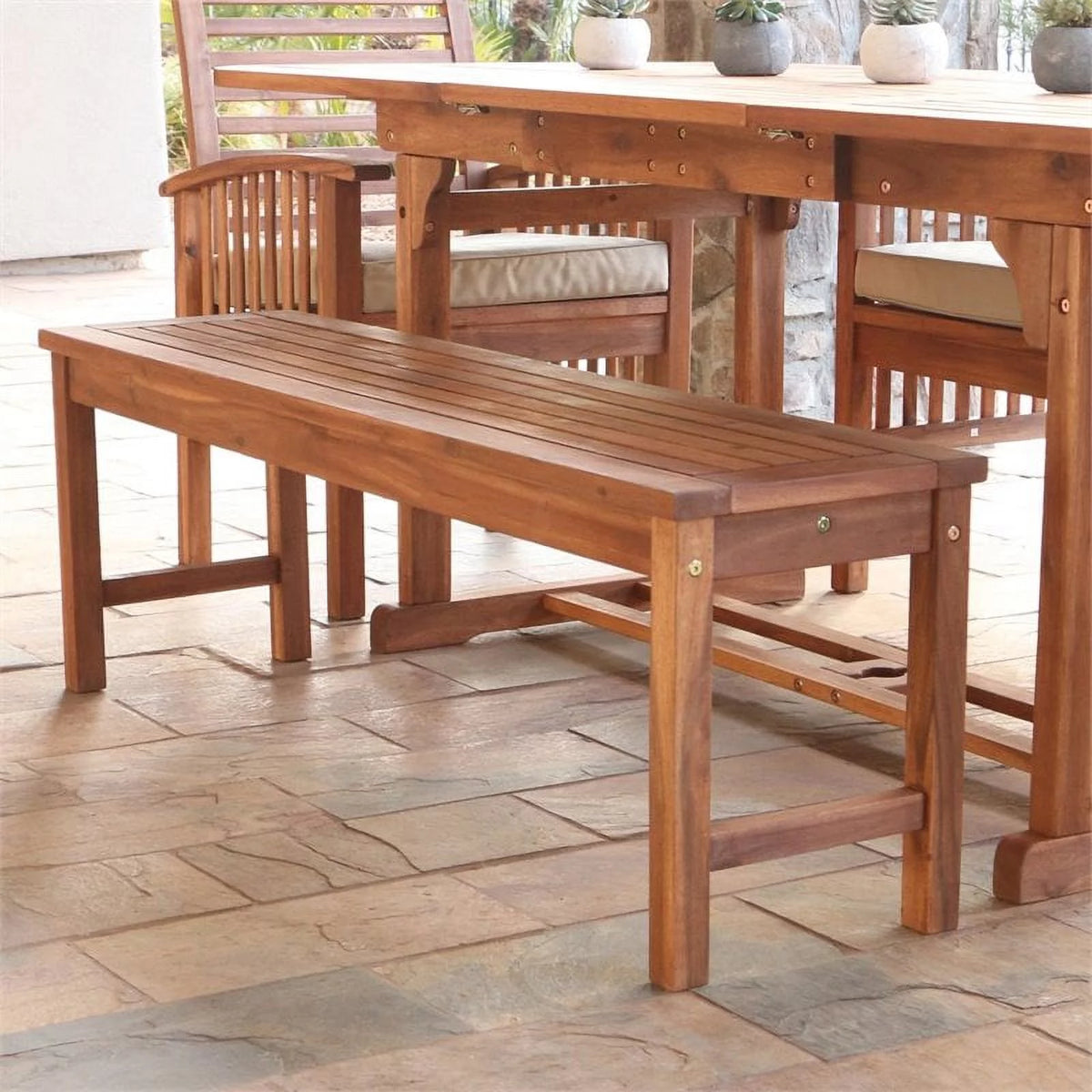 Brown Acacia Wood Patio Bench P611
