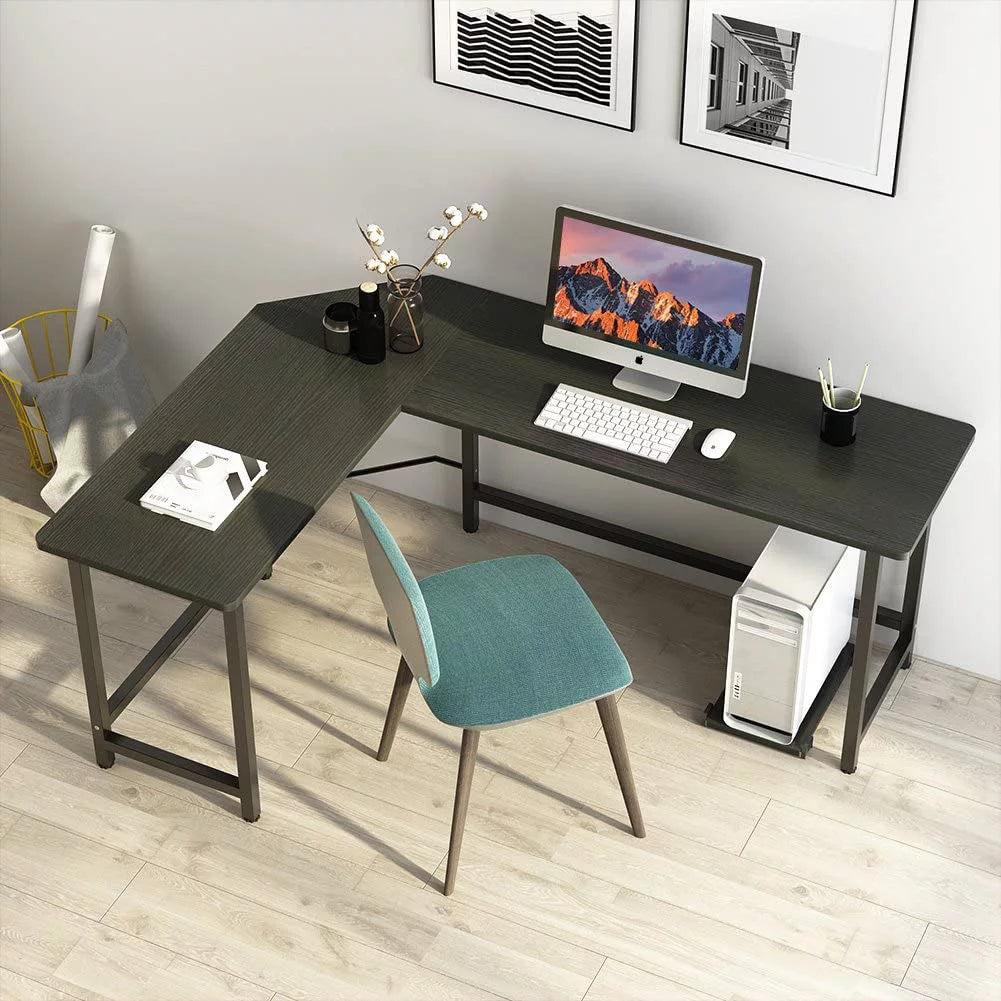 Black L-Shaped Corner Computer Desk E66311