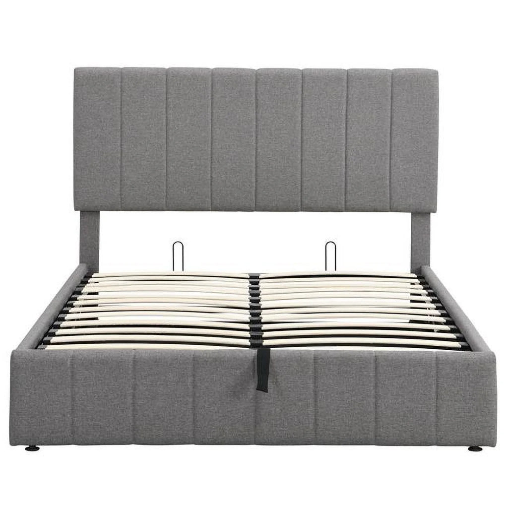 Gray Linen Blend Upholstered Bed M976745