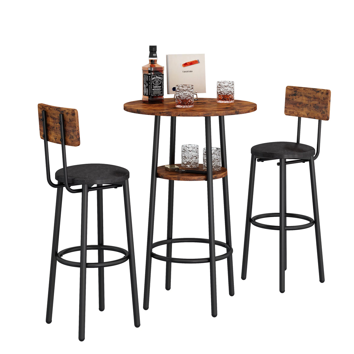 Double Layer Round Bar Table with 2 Bar Stools R50405