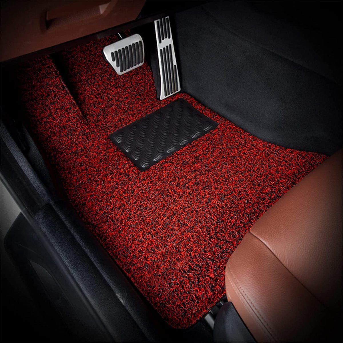 Black Red 3 Piece Rubber Car Floor Mats X968751
