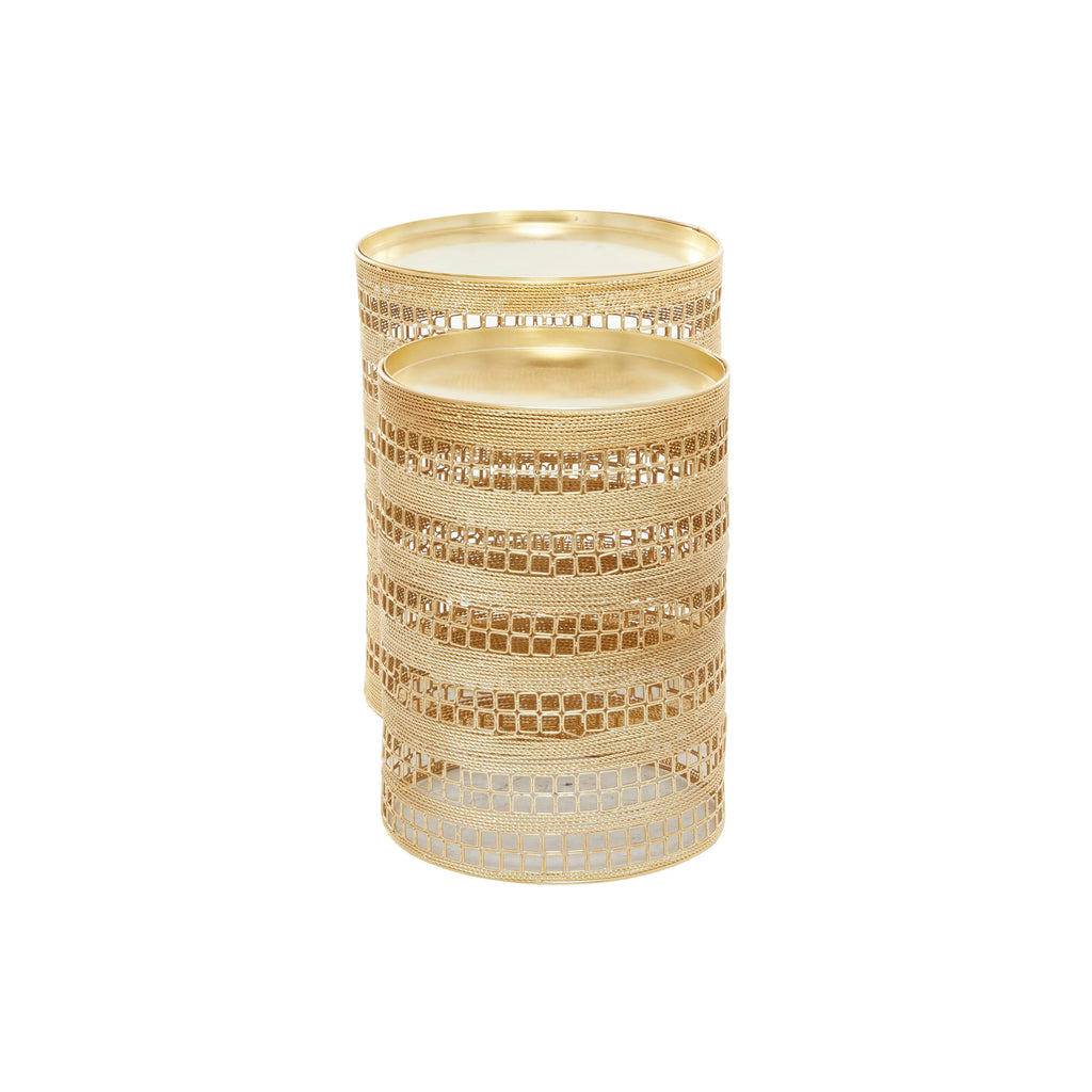 Gold Metal Round Accent Table Set of 2 S1856