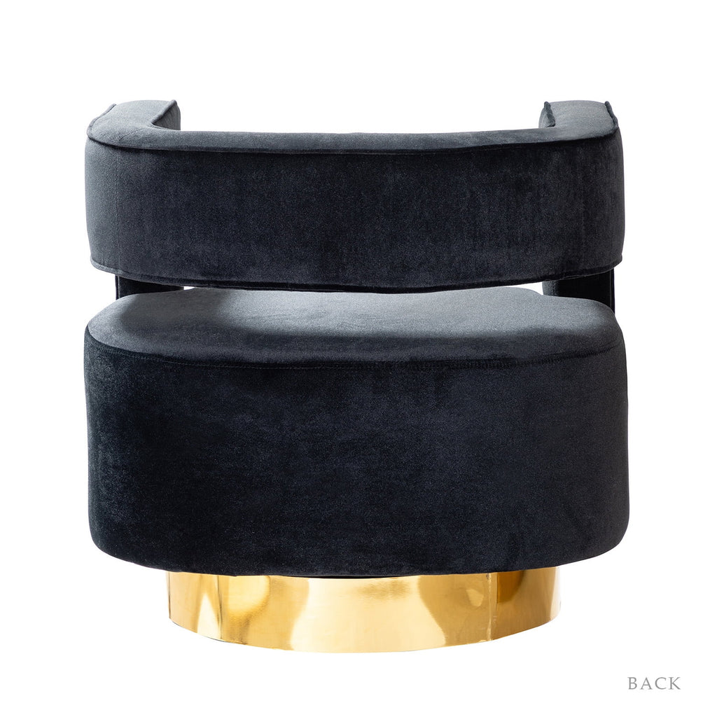 Black Velvet Swivel Barrel Chair Set of 2 S51301