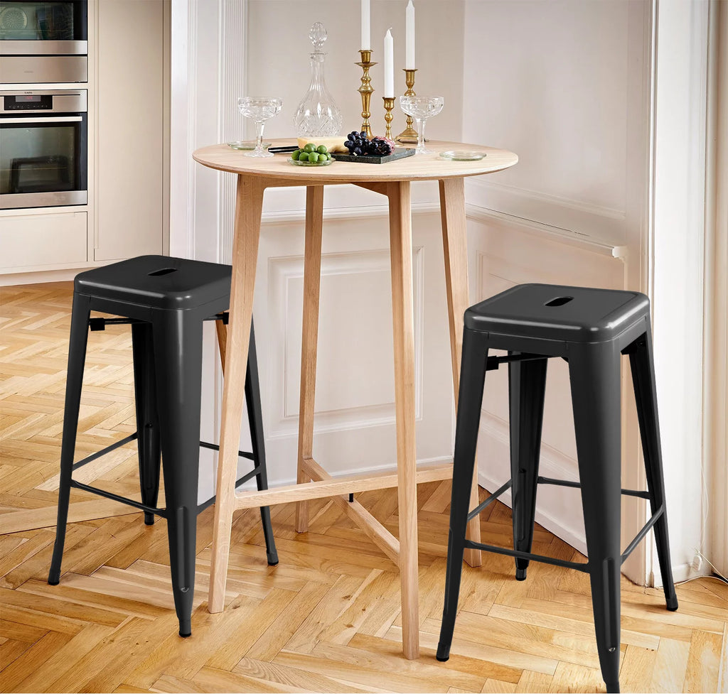 30 Inches Metal Bar Stools Set of 4 Black A8063