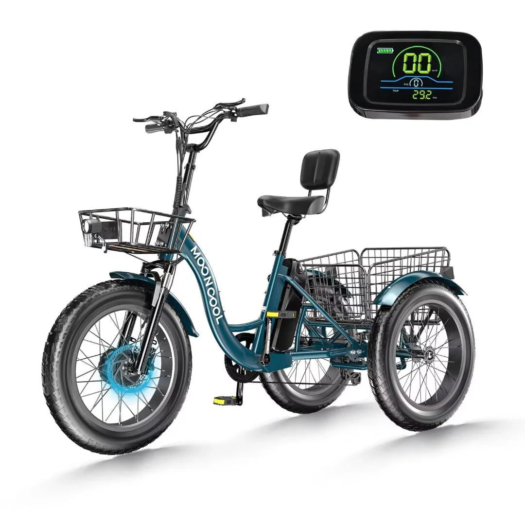 Electric Trike Tricycle for Adults with Front and Rear Baskets O148