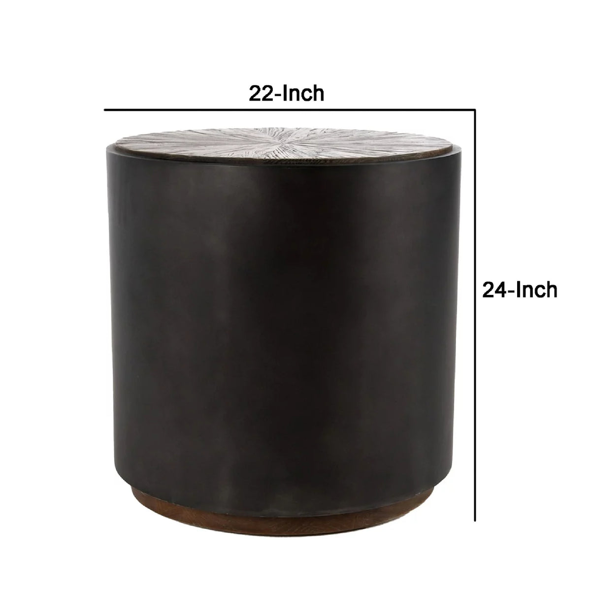 24 Inch Round Drum Wood End Table M38989
