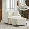 Oversized Swivel Accent Chair with Ottoman, Corduroy, Gray D72676