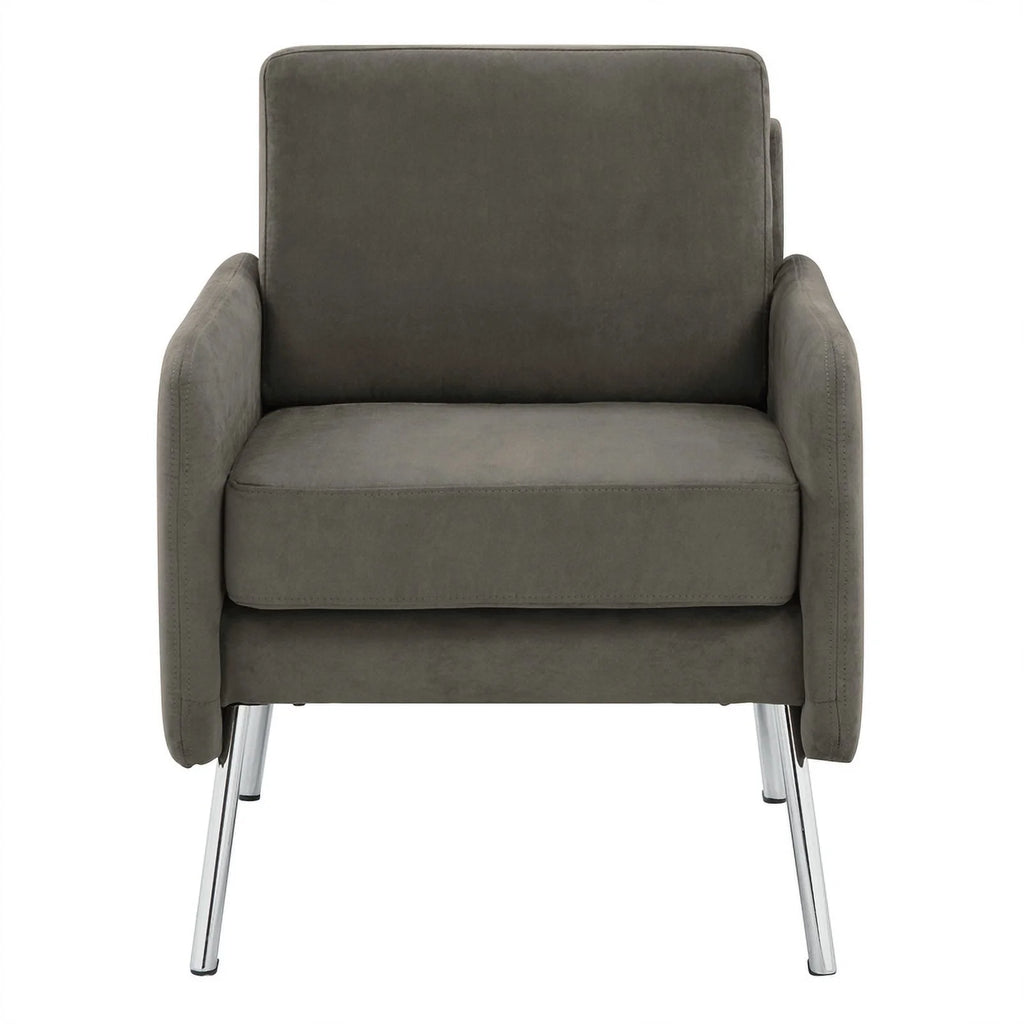 Charcoal Fabric Lounge Chair with Chrome Legs W15268