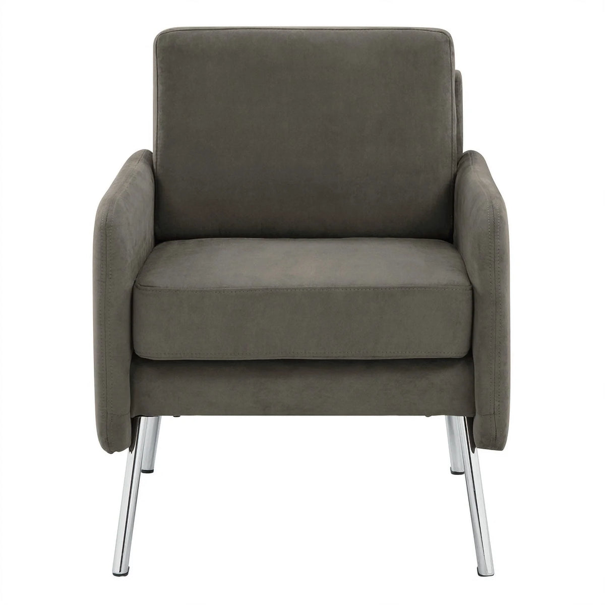 Charcoal Fabric Lounge Chair with Chrome Legs W15268