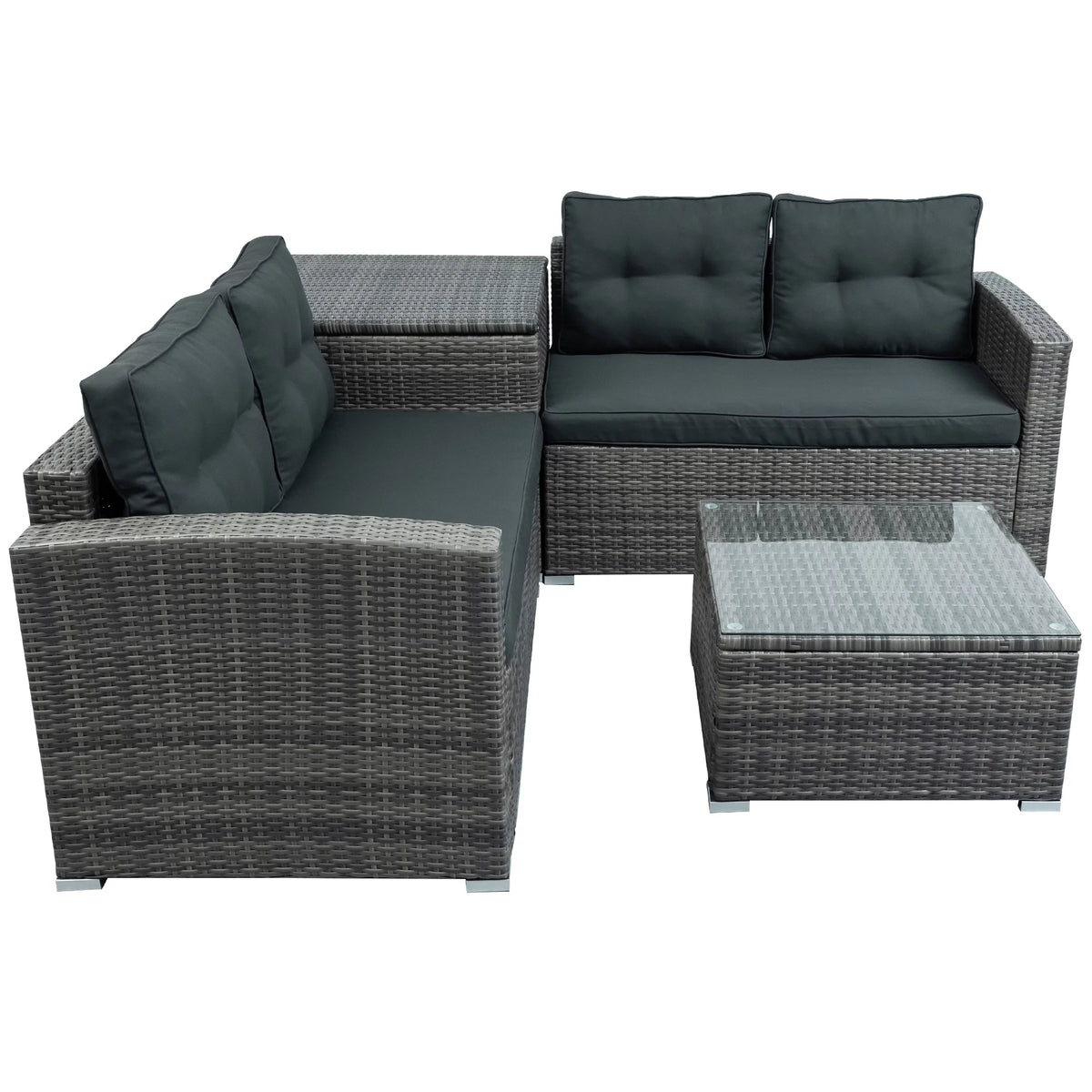 4 Pieces Patio Wicker Sofa Set with Cushions and Coffee Table M438108