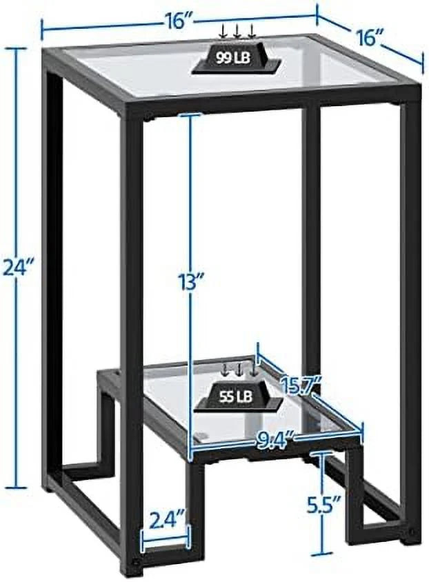 Tempered Glass Coffee Table Set of 3 Pieces Black R126