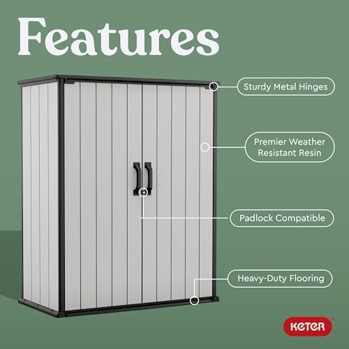 Resin Outdoor Storage Shed with Shelving Brackets F4572