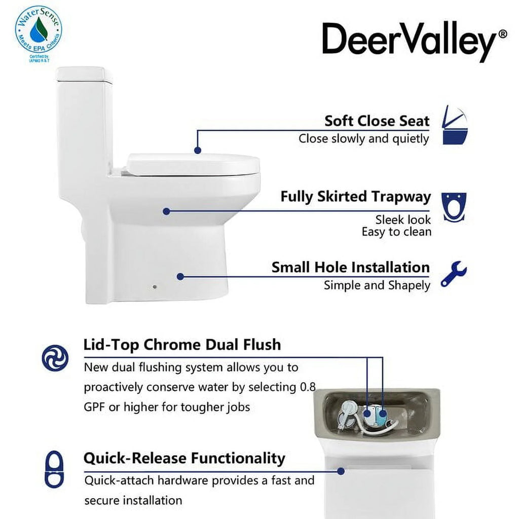 White Dual-Flush Elongated One-Piece Toilet L3995