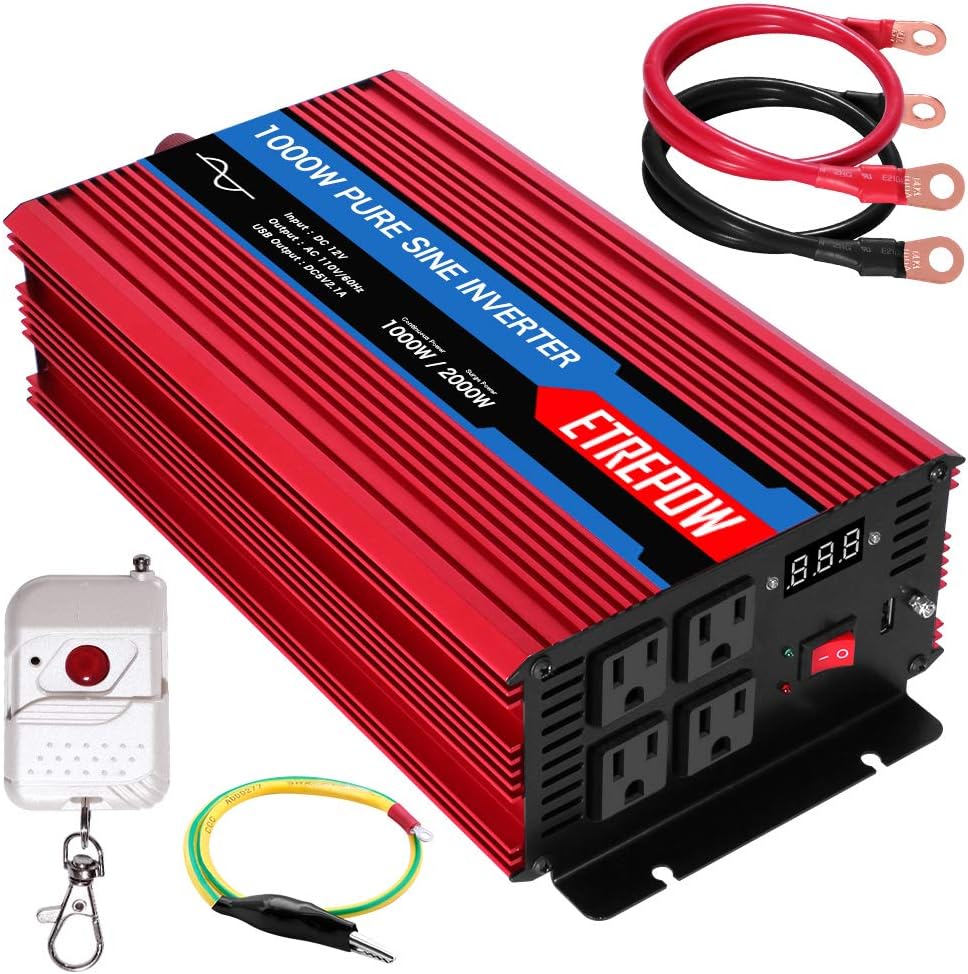 2000 Watt Pure Sine Wave Power Inverter 12V DC to 110V AC Q1610