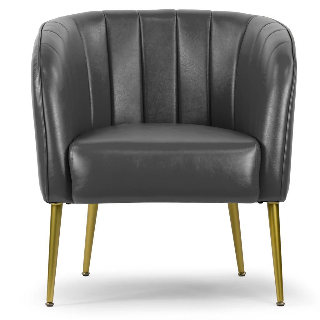 Grey Faux Leather Accent Chair X7939
