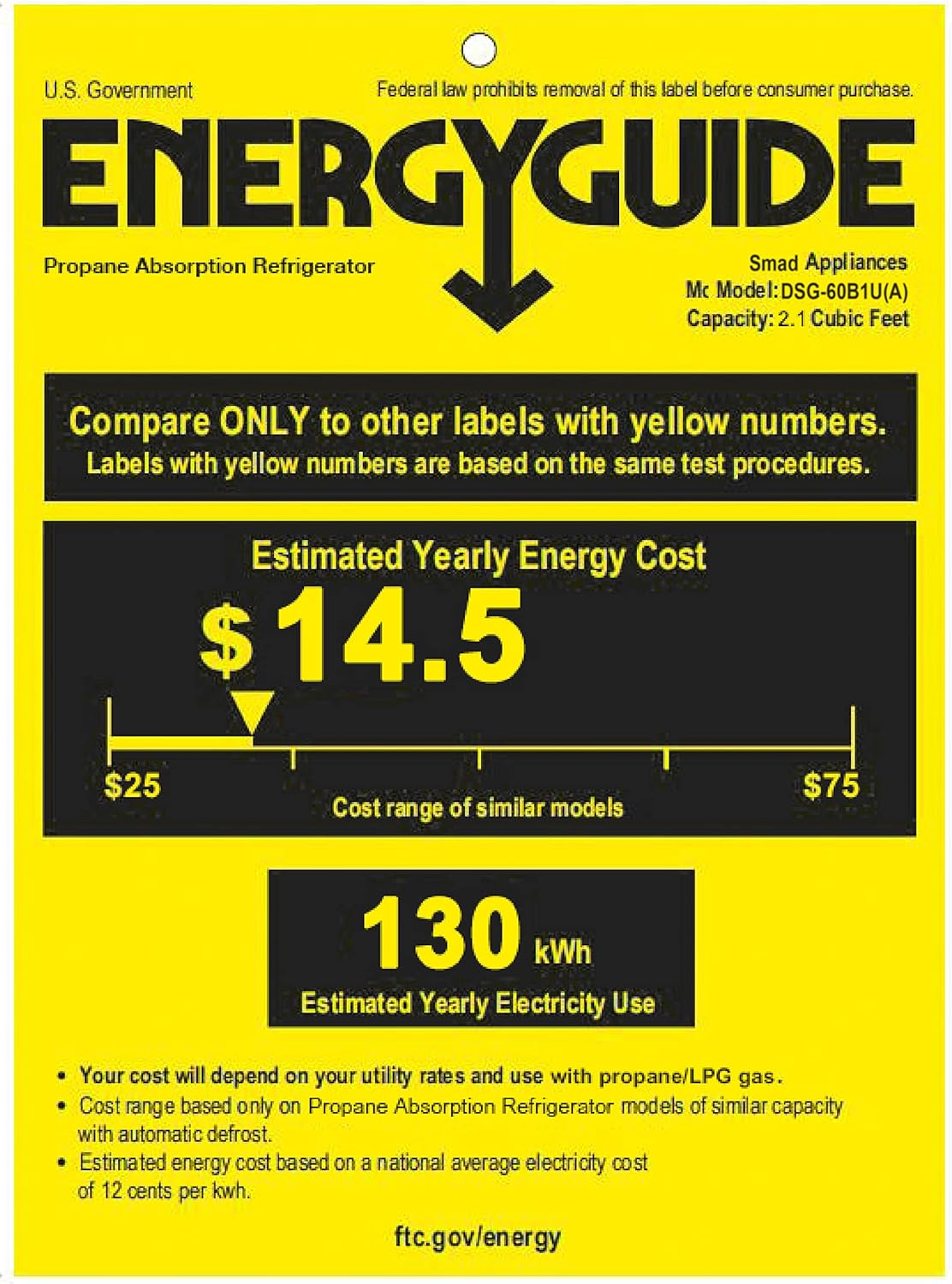 3 Way Propane Fridge 120V 12V LPG Gas Refrigerator Black 2.1 Cu.ft. Y32623