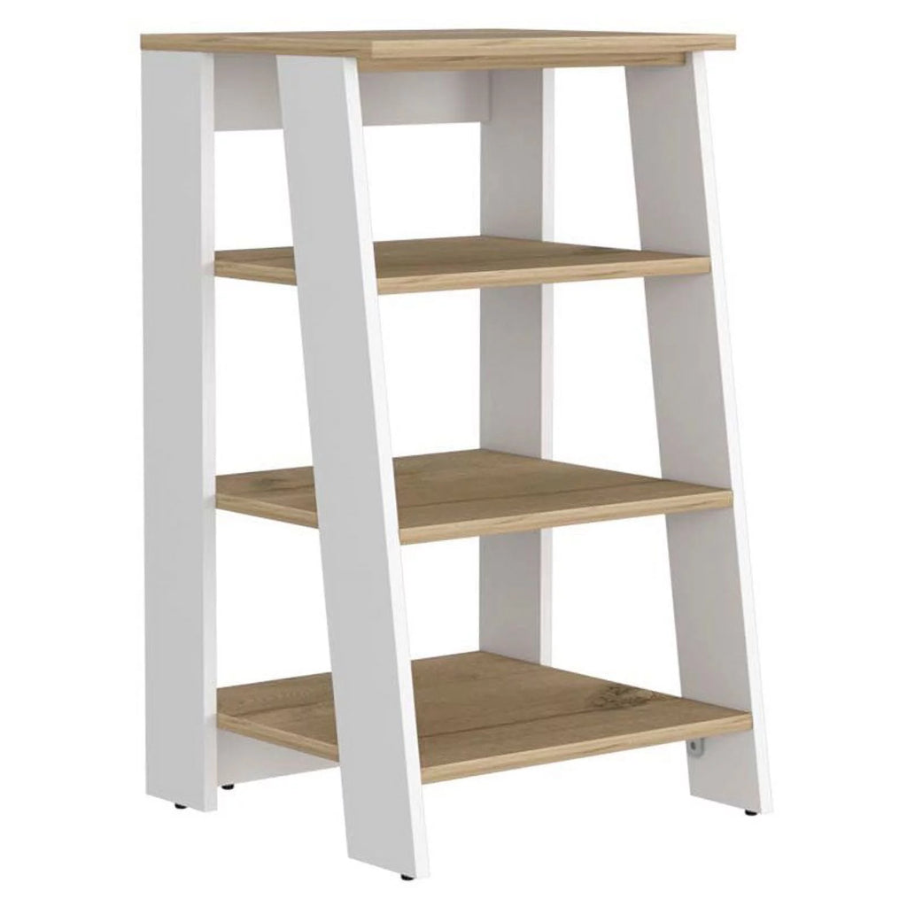 Modern Wood Linen Cabinet with 4-Shelf in Light Oak/White L5279