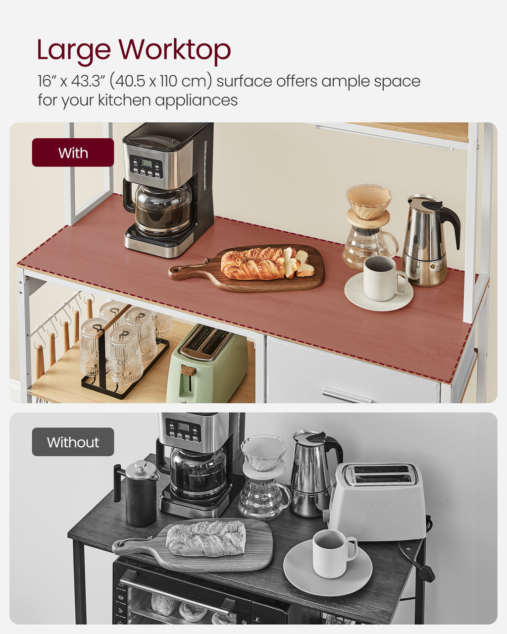 Bakers Rack with Charging Station A741897