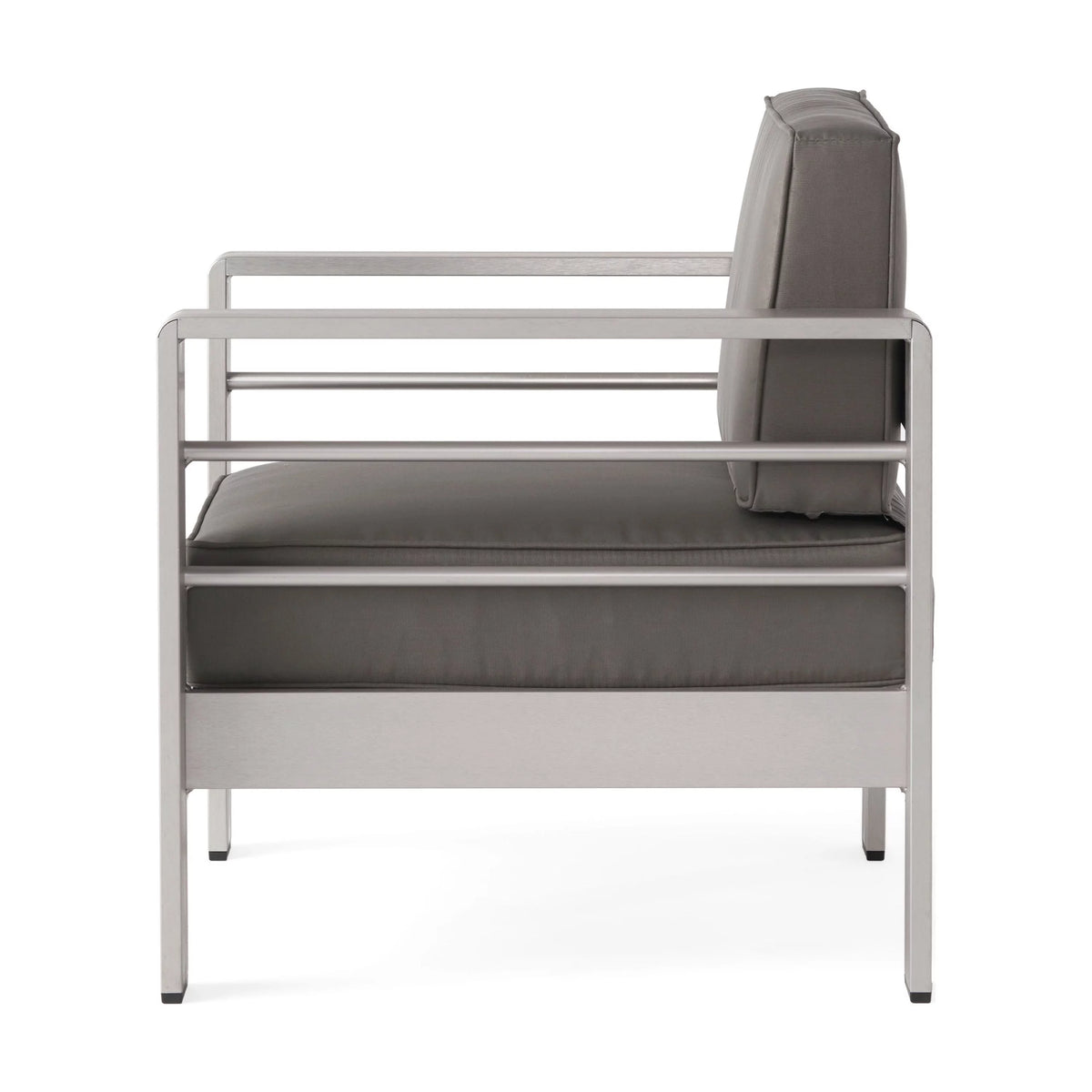 Light Gray and Gray 7 Seater Aluminum Chat Set with Fire Pit A630