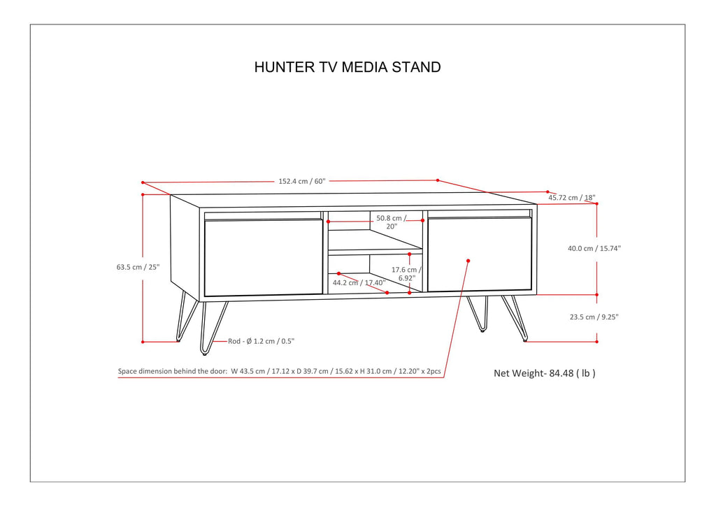 Umber Brown Stain TV Media Stand R1233