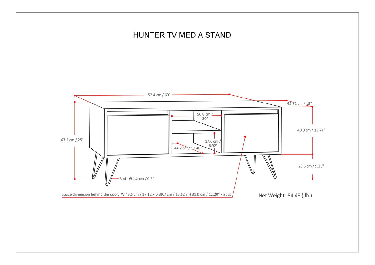 Umber Brown Stain TV Media Stand R1233