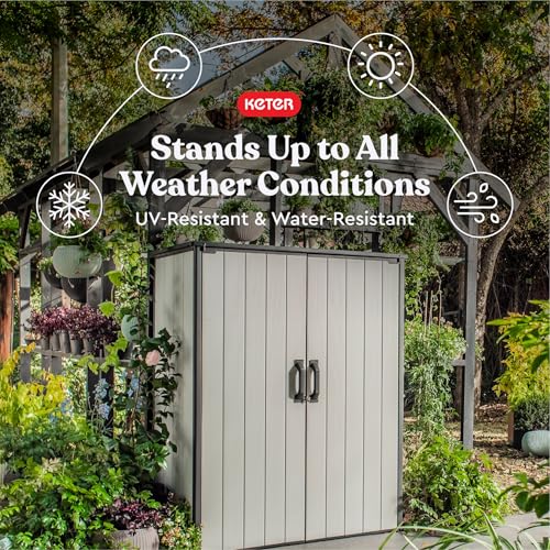 Resin Outdoor Storage Shed with Shelving Brackets F4572