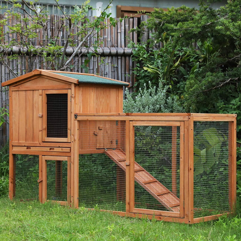 Large Wooden Outdoor Chicken Coop with Removable Tray & Ramp K43023