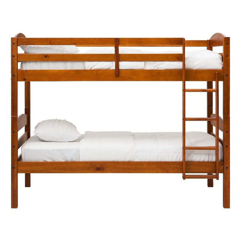 Twin-over-Twin Solid Wood Bunk Bed Frame in Cherry J946