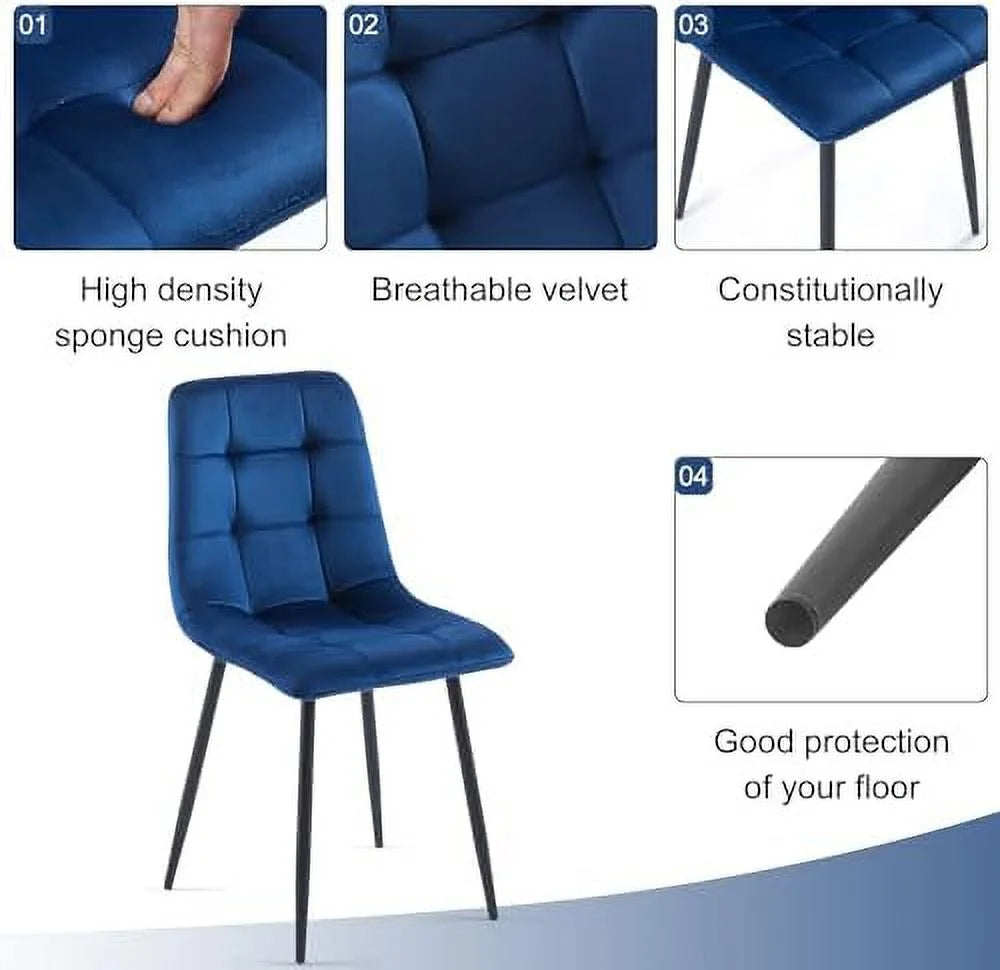 Velvet Biscuit Tufted Chairs Set of 4 with Metal Legs X277