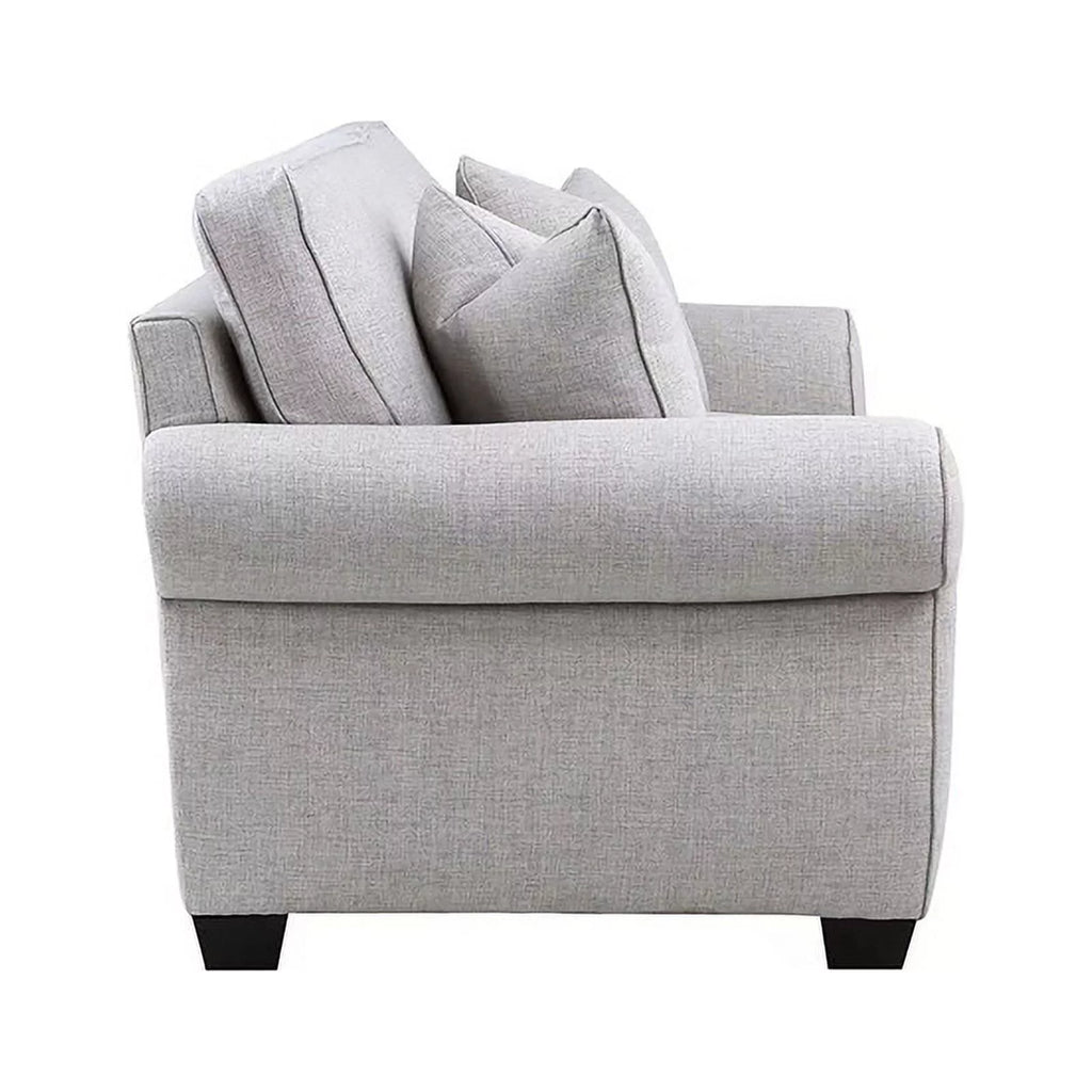 Cream Fabric Loveseat with Rolled Arms U8694
