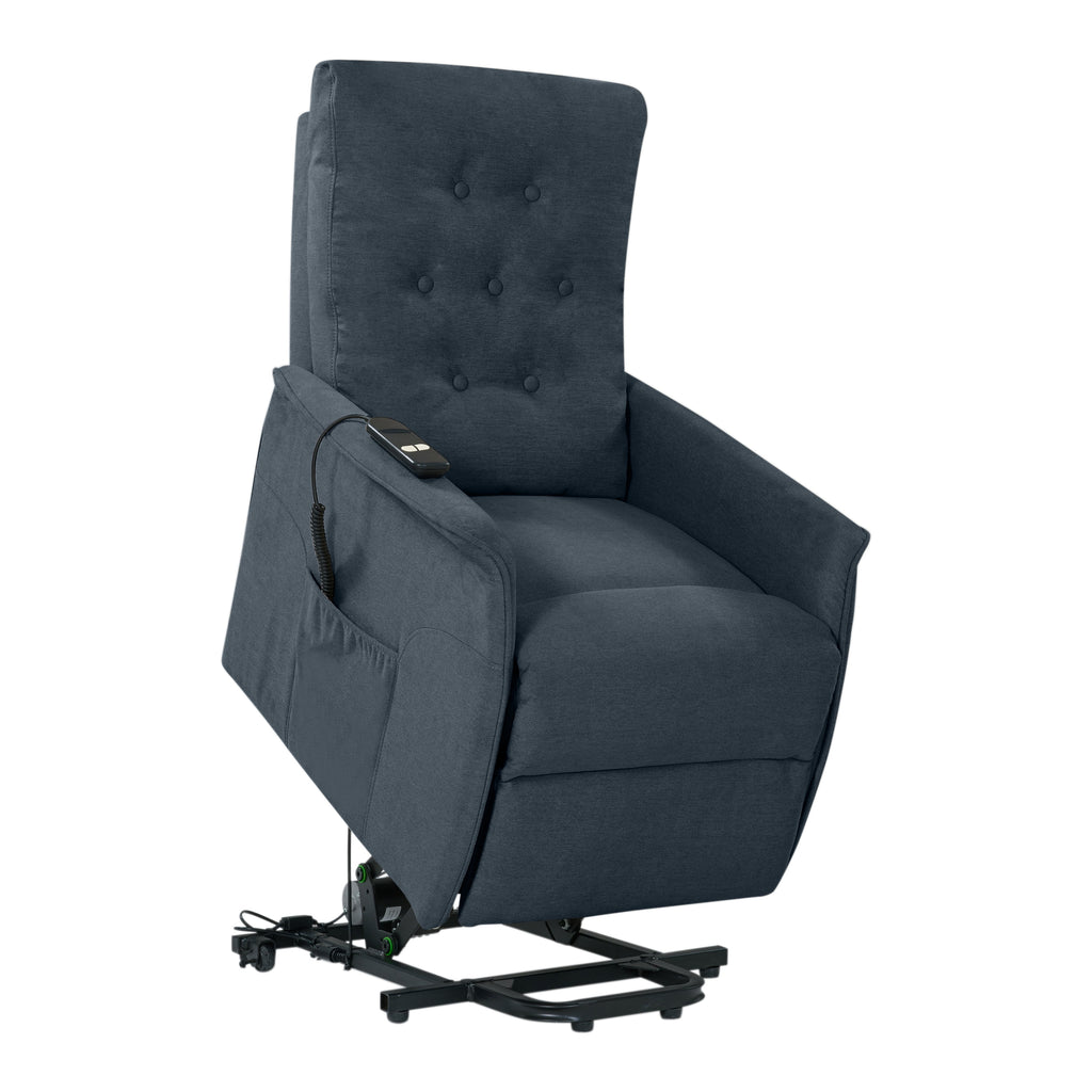 Blue Velour Power Recline and Lift Chair F520228