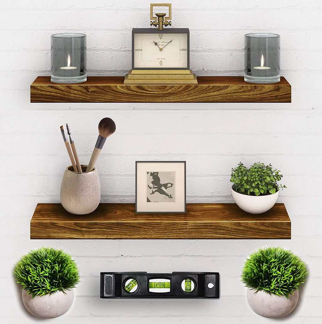 Real Wood Floating Shelves 24in x 5.5in Walnut Finish K208