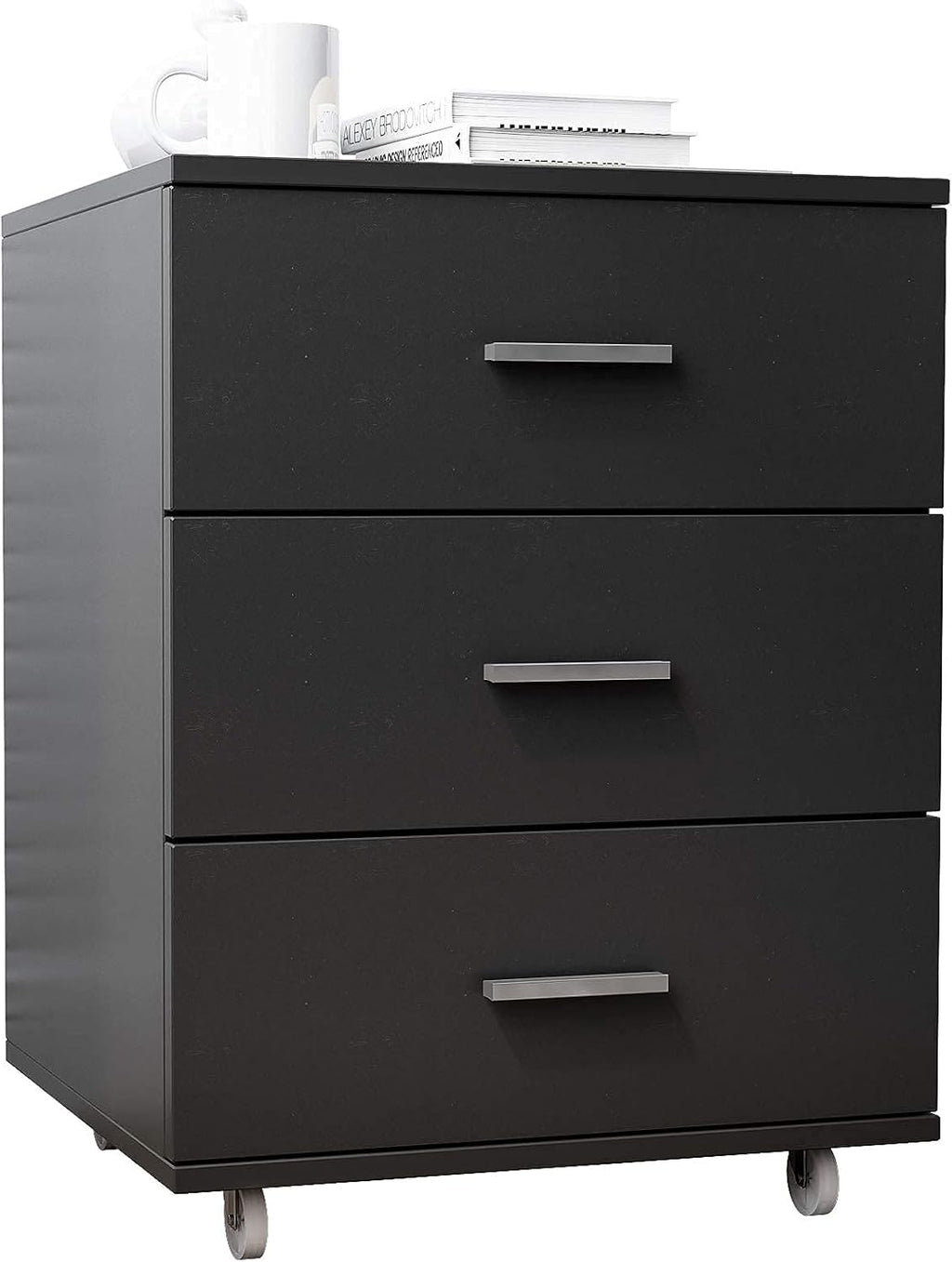 3 Drawer Rolling Wooden File Cabinet with Lockable Casters W49145