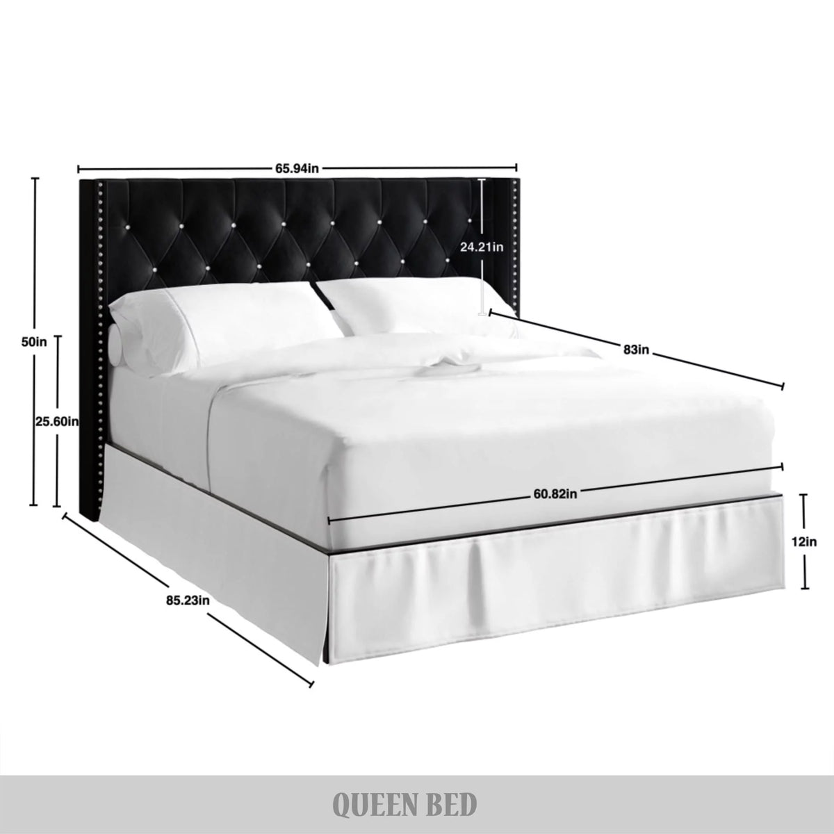 Black Velvet Upholstered Bed A713