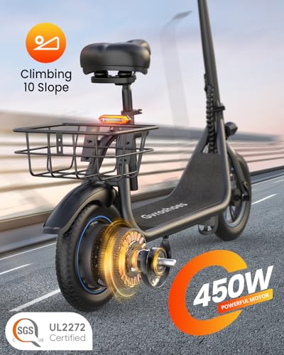 Electric Scooter with Seat, 550W Motor, 20-Mile Range W145