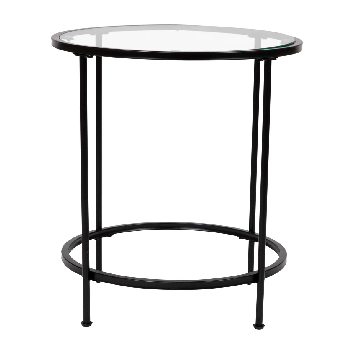Round Glass End Table with Black Frame E78070