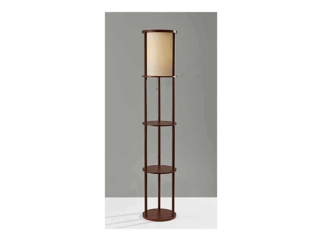 Round Shelf Floor Lamp with Walnut Wood Veneer R512710