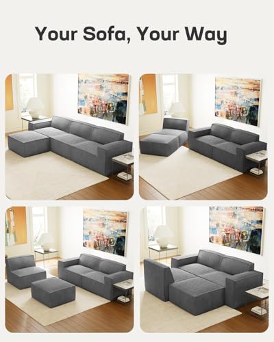 Oversized Deep U Shaped Modular Corduroy Sectional Sofa with Ottoman L724