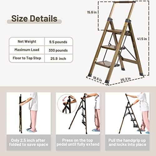 5 Step Aluminum Folding Ladder with Anti-Slip Wide Pedal O779007