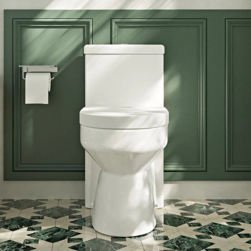 White Dual-Flush Elongated One-Piece Toilet L3995