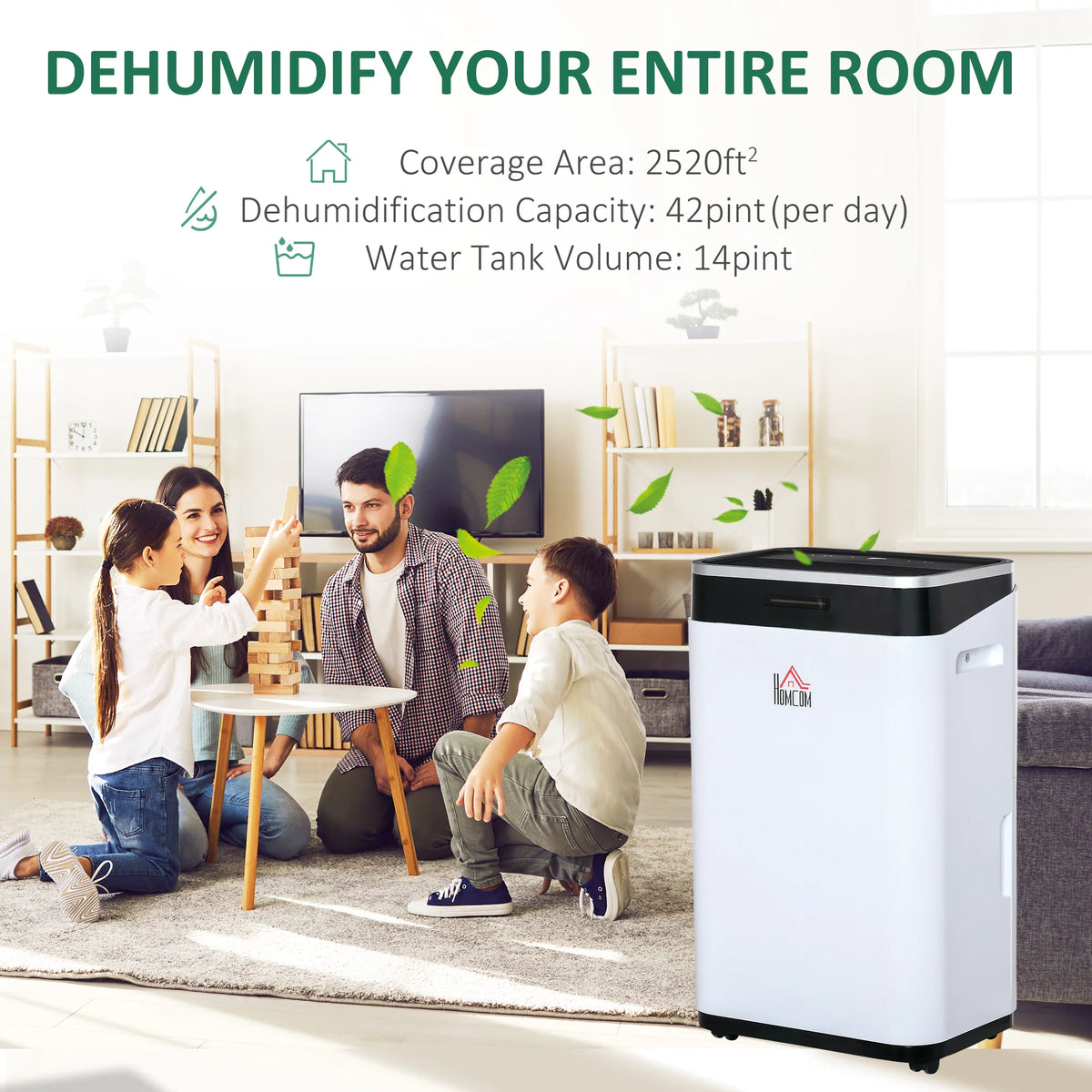 Portable Electric Dehumidifier with 14 Pint Tank, White U507216