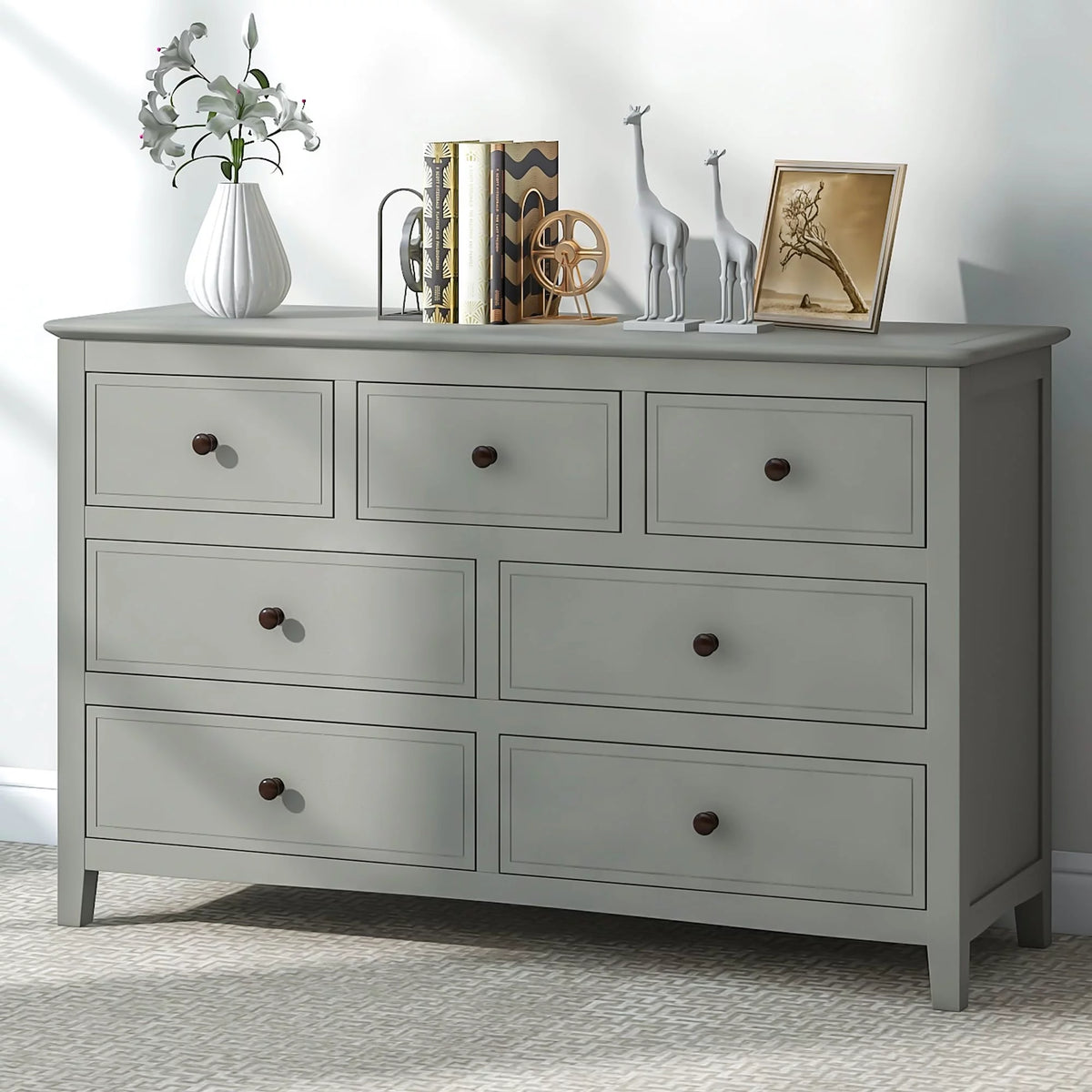 White High Gloss 6-Drawer Dresser A6918