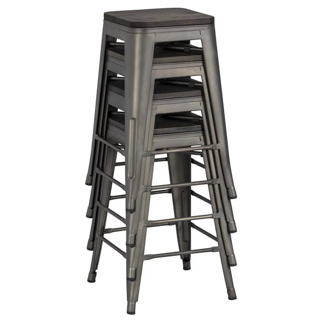 24" Counter Bar Stool with Wooden Seat N6125