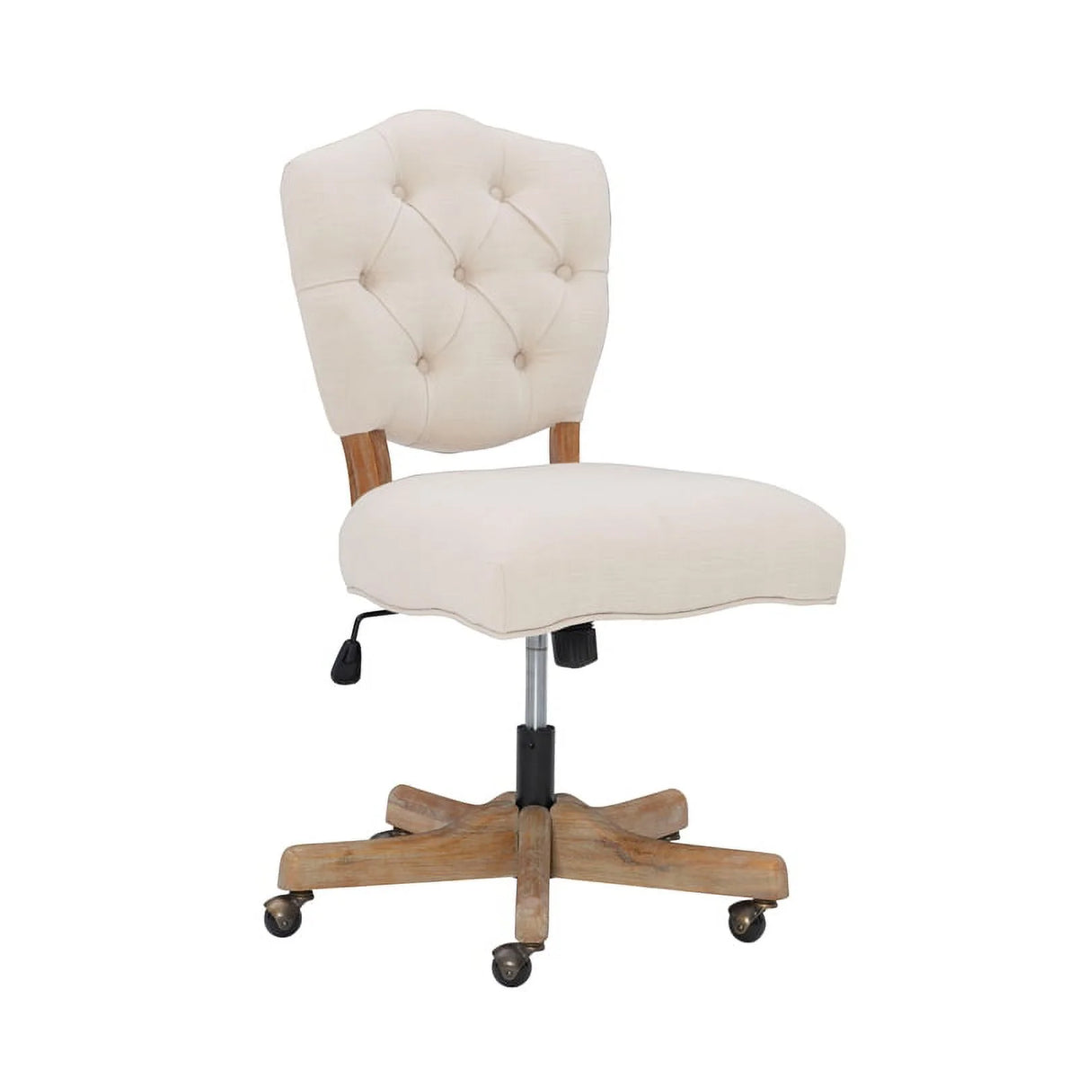Beige Wood Upholstered Swivel Office Chair Q20142