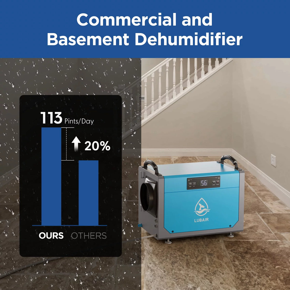 113 Pints Commercial Dehumidifier with Drain Hose W4221
