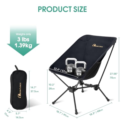 Portable Folding Camping Chair 330 lbs Black Z85314