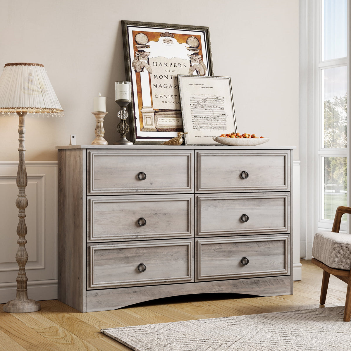 Gray 6 Drawer Dresser I9656