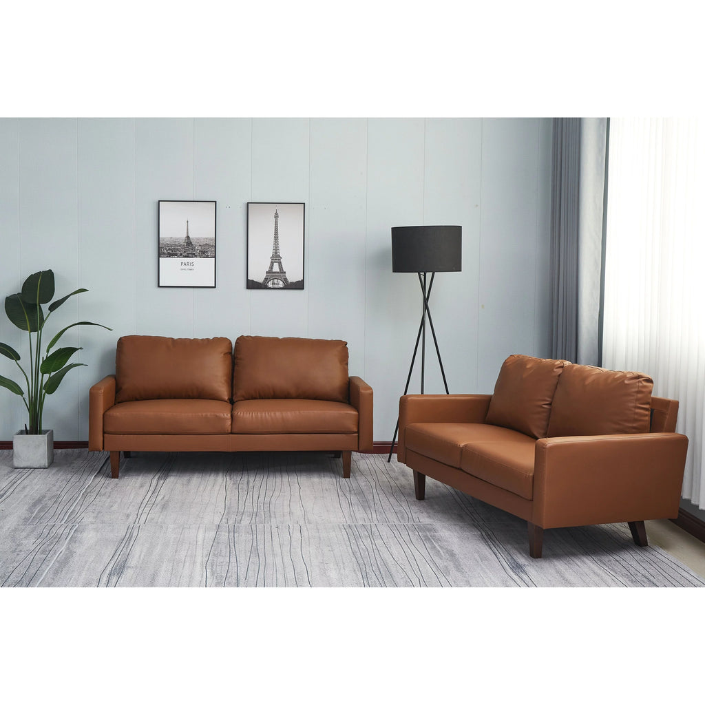 Black 2 Piece Faux Leather Loveseat and Sofa Y804