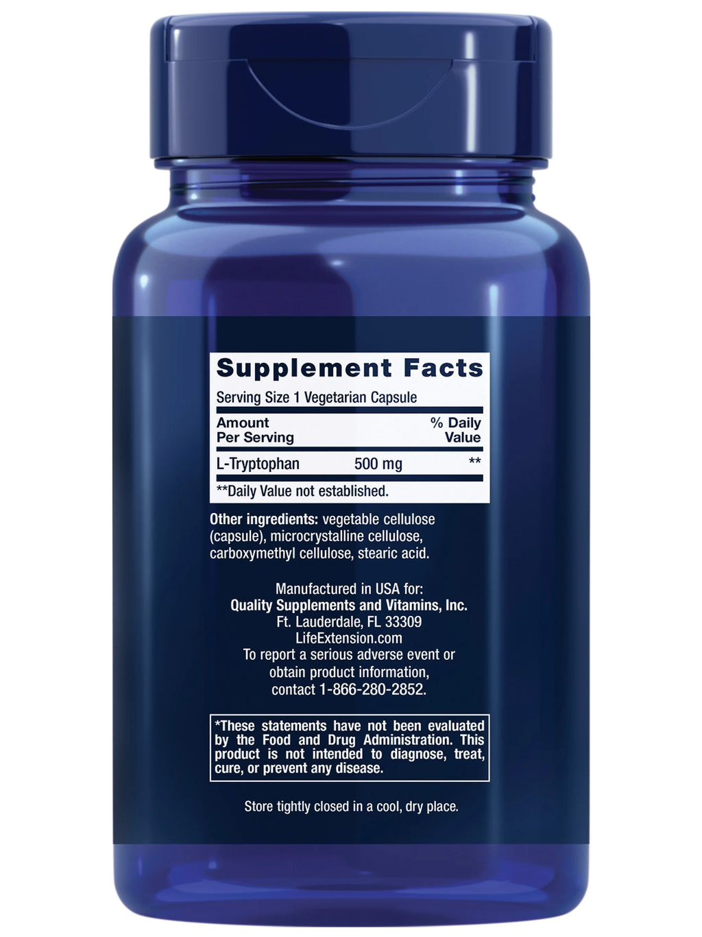 L-Tryptophan 500 mg Supplement 90 Capsules O47549